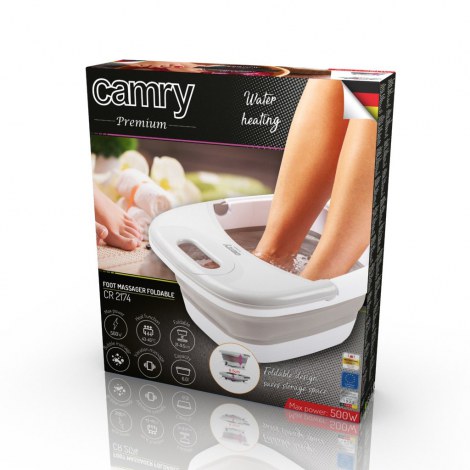 Camry | Foot massager | CR 2174 | Number of massage zones | Bubble function | Heat function | 450 W | White/Silver - 7